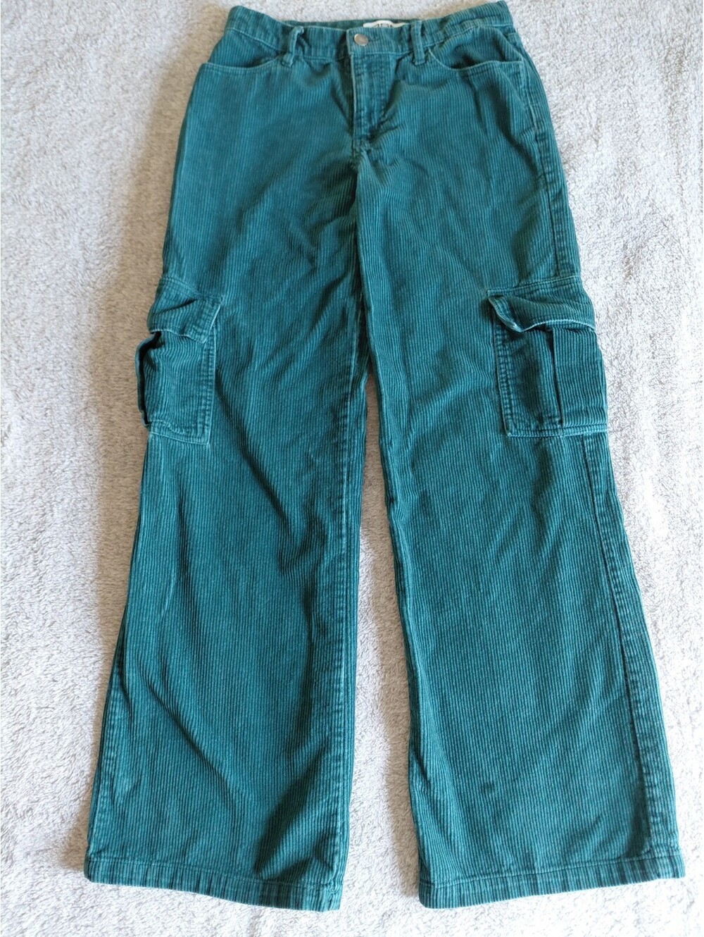RSQ Womens Sz 5 Baggy Wide Leg Cargo Corduroy Pants Teal